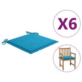 Perne scaun de grădină, 6 buc., albastru, 50x50x3 cm, textil