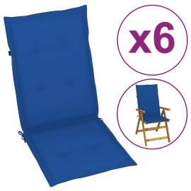 Perne scaun de grădină, 6 buc., albastru regal, 120x50x4 cm