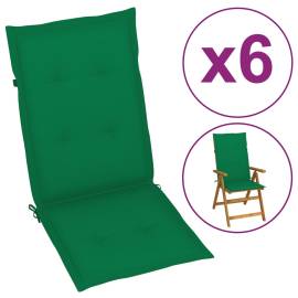 Perne scaun de grădină, 6 buc., verde, 120 x 50 x 4 cm
