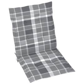 Perne scaun grădină, 4 buc., gri model carouri, 100x50x4 cm, 2 image