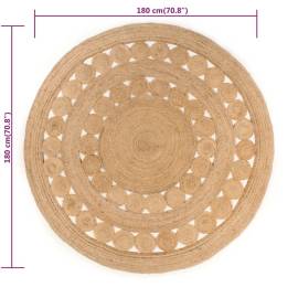Covor din iută cu design împletit, 180 cm rotund, 6 image