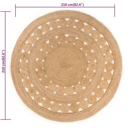 Covor din iută cu design împletit, 210 cm, rotund, 6 image
