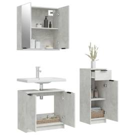 Set dulap de baie, 3 piese, gri beton, lemn prelucrat, 4 image