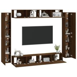 Set dulap tv, 8 piese, stejar maro, lemn prelucrat, 3 image