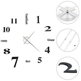 Ceas de perete 3d, negru, 100 cm, xxl, design modern, 2 image