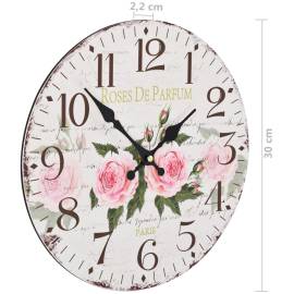 Ceas de perete vintage, 30 cm, floare, 6 image