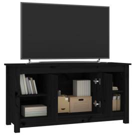 Comodă tv, negru, 103x36,5x52 cm, lemn masiv de pin, 7 image