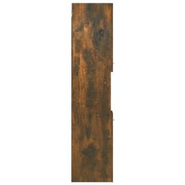 Dulap de baie, stejar fumuriu, 30x30x130 cm, lemn prelucrat, 8 image