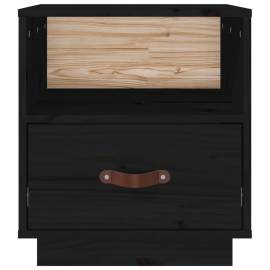 Noptiere, 2 buc., negru, 40x34x45 cm, lemn masiv de pin, 7 image