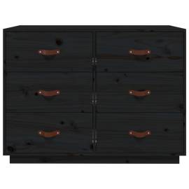 Servantă, negru, 100x40x75 cm, lemn masiv de pin, 5 image