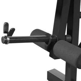 Bancă fitness cu rastel greutăți, set haltere/gantere, 30,5kg, 7 image
