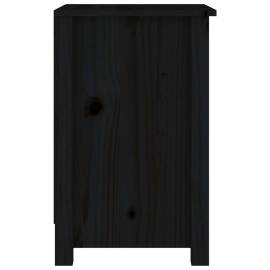 Noptiere, 2 buc., negru, 40x35x55 cm, lemn masiv de pin, 5 image