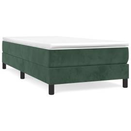 Cadru de pat box spring, verde închis, 90x200 cm, catifea, 2 image
