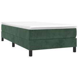 Cadru de pat box spring, verde închis, 90x200 cm, catifea, 3 image
