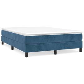 Cadru de pat box spring, albastru închis, 140x190 cm, catifea, 2 image