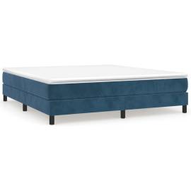 Cadru de pat box spring, albastru închis, 160x200 cm, catifea, 2 image