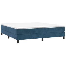 Cadru de pat box spring, albastru închis, 160x200 cm, catifea, 3 image
