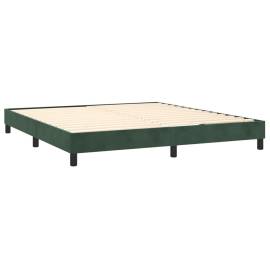 Cadru de pat box spring, verde închis, 160x200 cm, catifea, 4 image