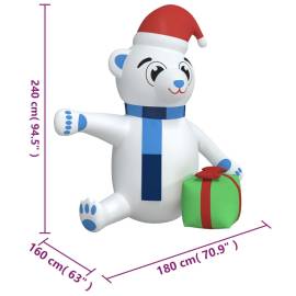 Ursuleț gonflabil de crăciun cu led, 240 cm, 11 image