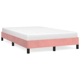 Cadru de pat, roz, 120x200 cm, catifea, 2 image