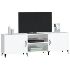 Comodă tv, alb extralucios, 150x30x50 cm, lemn prelucrat, 4 image