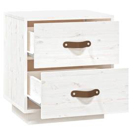 Noptiere, 2 buc., alb, 40x34x45 cm, lemn masiv de pin, 8 image