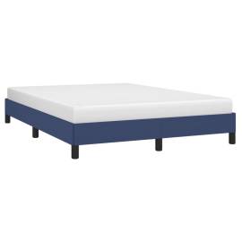 Cadru de pat, albastru, 140x190 cm, material textil, 3 image