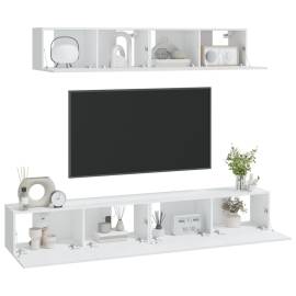 Set comodă tv, 4 piese, alb, lemn prelucrat, 7 image