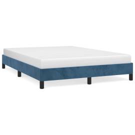 Cadru de pat, albastru închis, 140x200 cm, catifea, 2 image