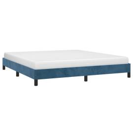 Cadru de pat, albastru închis, 160x200 cm, catifea, 3 image