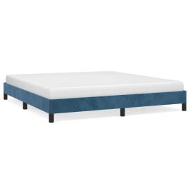 Cadru de pat, albastru închis, 160x200 cm, catifea, 2 image