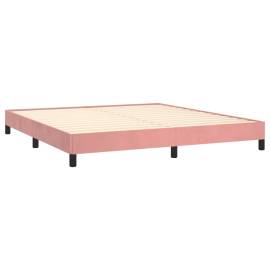 Cadru de pat, roz, 160x200 cm, catifea, 4 image