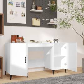 Birou, alb extralucios, 140x50x75 cm, lemn compozit, 3 image