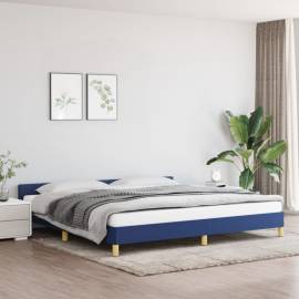 Cadru de pat cu tăblie, albastru, 200x200 cm, textil
