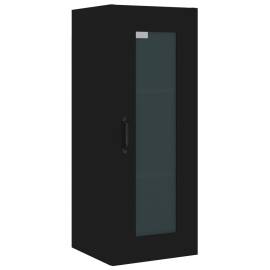 Dulap de perete suspendat, negru, 34,5x34x90 cm, 2 image