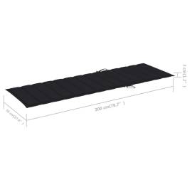 Pernă de șezlong, negru, 200x70x3 cm, material textil, 6 image