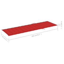 Pernă de șezlong, roșu, 200x60x3 cm, material textil, 6 image