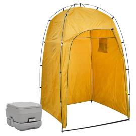 Toaletă portabilă pentru camping, cu cort, 10+10 l