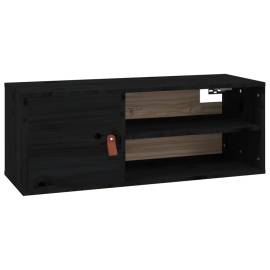 Dulap de perete, negru, 80x30x30 cm, lemn masiv de pin, 2 image