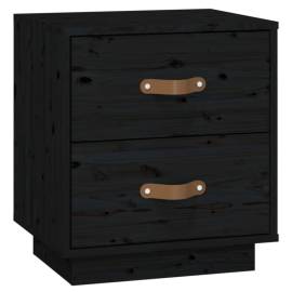 Noptieră, negru, 40x34x45 cm, lemn masiv de pin, 2 image