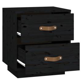 Noptieră, negru, 40x34x45 cm, lemn masiv de pin, 6 image
