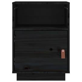 Noptiere, 2 buc., negru, 40x34x55 cm, lemn masiv de pin, 7 image