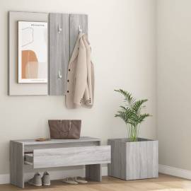 Set de mobilier pentru hol, gri sonoma, lemn prelucrat, 3 image