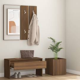 Set de mobilier pentru hol, stejar maro, lemn prelucrat, 3 image