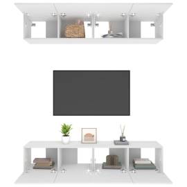 Comode tv, 4 buc., alb, 80x30x30 cm, lemn compozit, 5 image