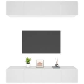 Comode tv, 4 buc., alb, 80x30x30 cm, lemn compozit, 4 image