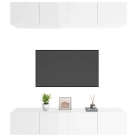 Comode tv, 4 buc., alb extralucios, 80x30x30 cm, lemn compozit, 4 image