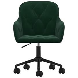 Scaun de birou pivotant, verde închis, catifea, 3 image