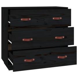Servantă, negru, 80x40x75 cm, lemn masiv de pin, 4 image