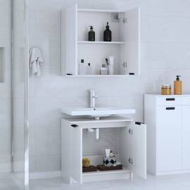Set dulap de baie, 2 piese, alb, lemn prelucrat, 3 image